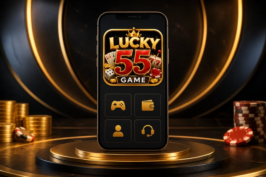 Paparan aplikasi atau laman mudah alih Lucky55